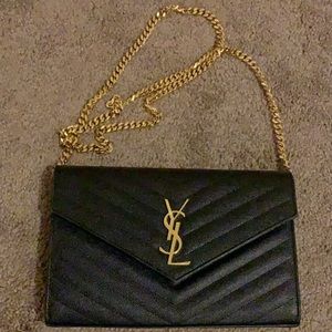 SAINT LAURENT MONOGRAM CHAIN WALLET